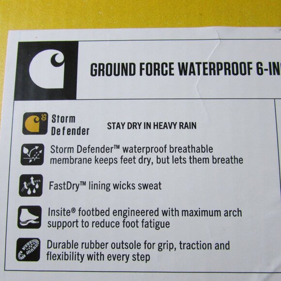 Carhartt Men's Ground Force Waterproof 6" Soft Toe Work Boot FE6047 CME6047 - Picture 5 of 5